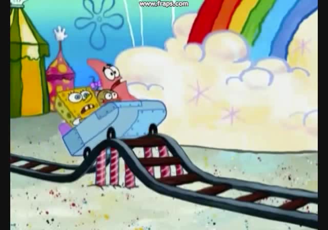 Spongebob and Patrick ridding on the mini rollercoaster [LOOP] - Coub