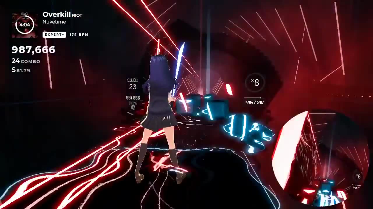 Beat Saber] RIOT - Overkill (EXPERT+) Ver. Nuketime - Coub