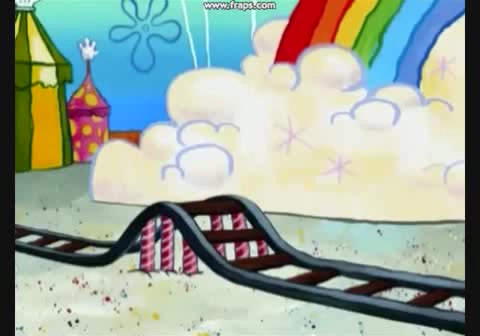 Spongebob and Patrick on the mini roller coaster Coub The