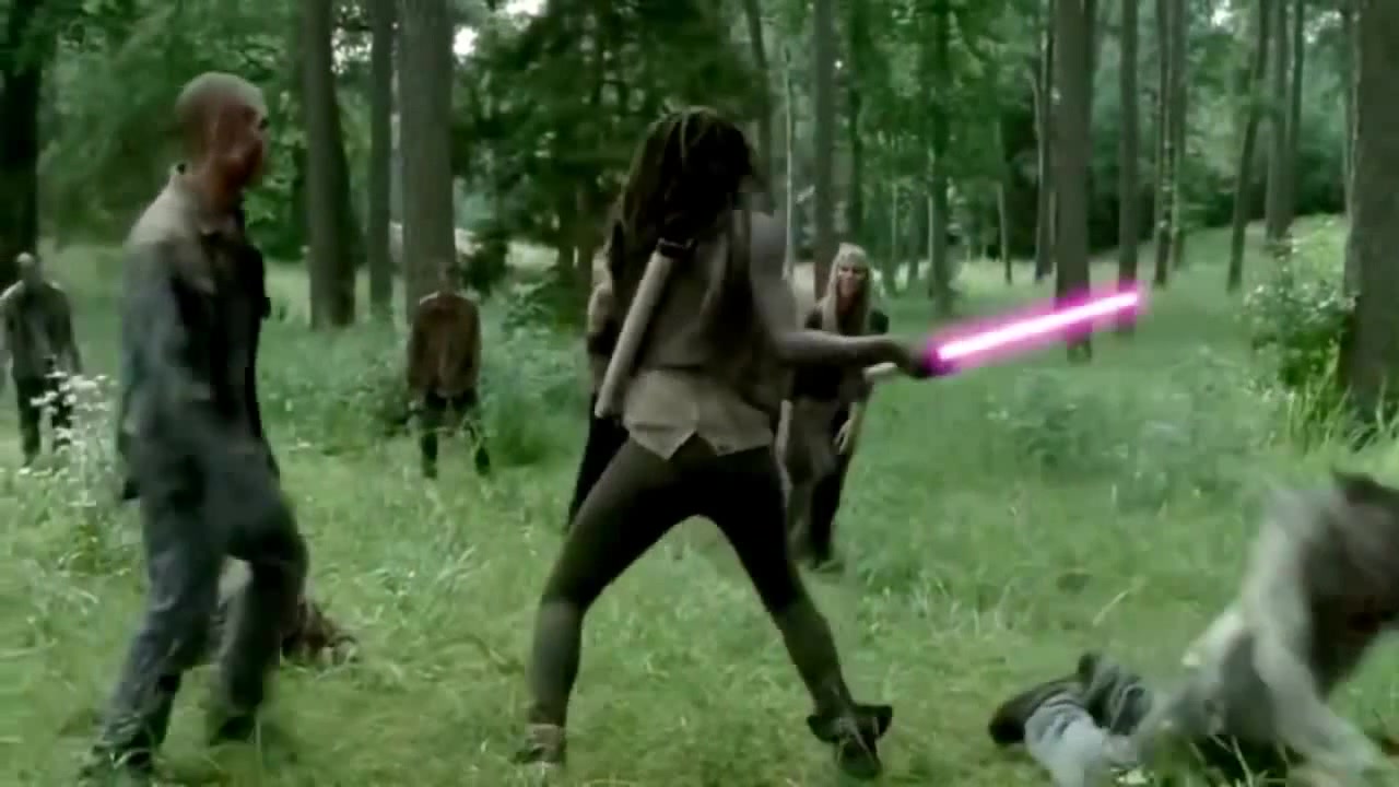 Killing All The Zombies With A Lightsaber Michonne Impossible Aliens