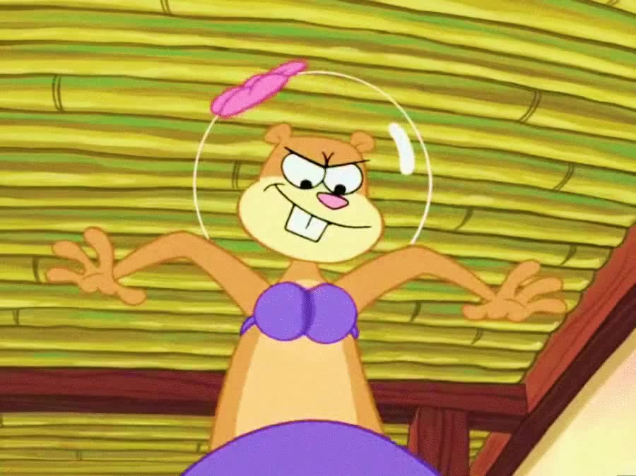 sandy cheeks in her swimsuit with bouncing boobs - Coub - The