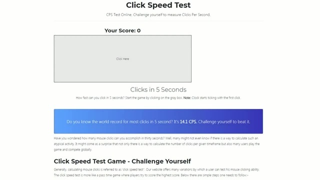 Fast Speed Click Test Game