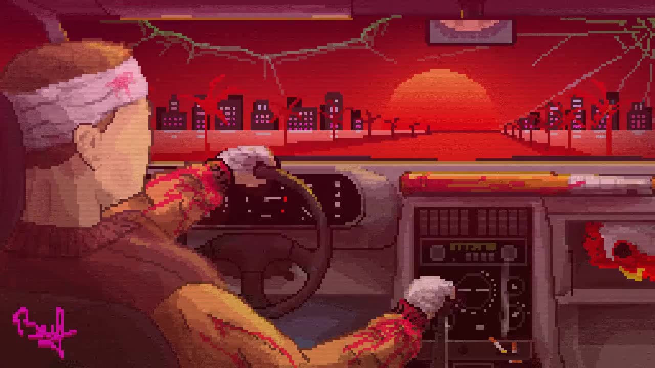 Faster n harder slowed reverb. Хотлайн Майами машина. Машина Джекета из Hotline Miami. Город из Хотлайн Майами. Хотлайн Майами гиф.