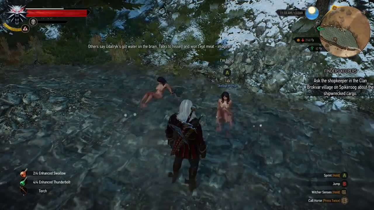 The Witcher 3 - Naked Girls Bathing In Hot Spring - Rogne - Coub