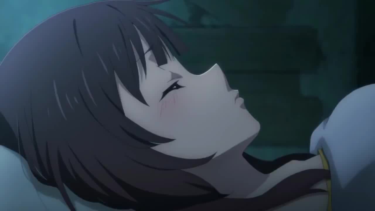 Konosuba Movie  Megumin clinging to Kazuma in their sleep 