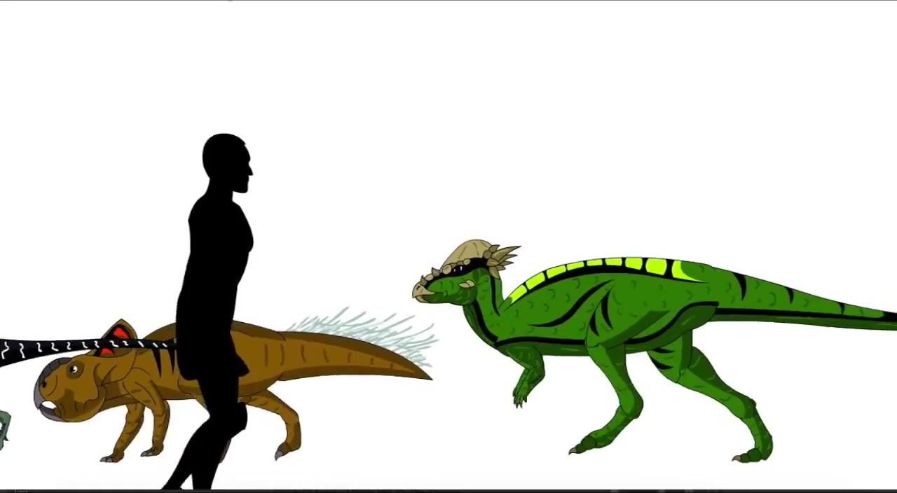Marching dinosaurs animated size comparison